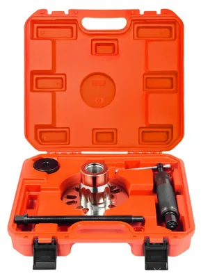 Produktbild von Hydraulischer Radabzieher Satz - 10 t Radnabenabzieher - 45# Kohlenstoffstahl - Lochkreis 96–125 mm - Für PKW und SUV - Mit Koffer - Rot