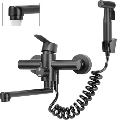 Imagen del producto de Grifo de pared con función de pulverización, caño giratorio de 23 cm, con capacidad de giro de 360°, ideal para la cocina