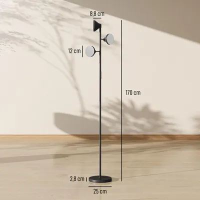Obrázok produktu pre HOMCOM Stojaca lampa do obývačky s reguláciou jasu a čitateľskou lampou, stojaca lampa s RGB zmenou farieb