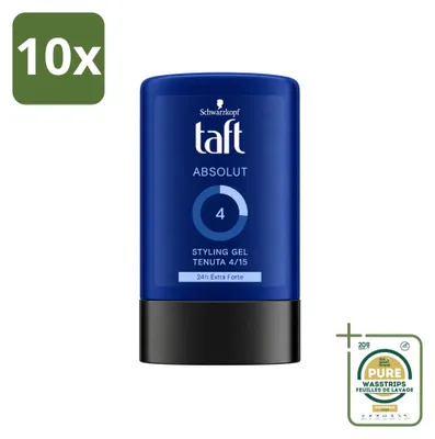 Productafbeelding van 10 x Schwarzkopf Taft Absolut Haargel voor mannen - Biedt langdurige fixatie - 300 ml - Voordeelverpakking - 10 stuks
