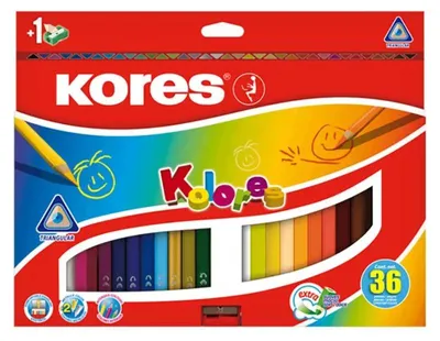 Immagine prodotto di Kores BB93336 Matite colorate triangolari Kores "Kolores", confezione da 36 pezzi