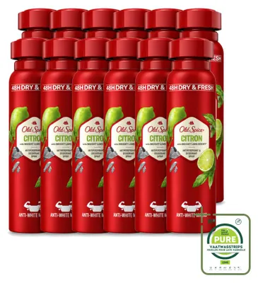 Immagine prodotto di 12 deodoranti spray Old Spice al limone - 150 ml - confezione grande - 12 pezzi