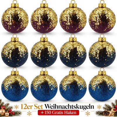 Produktbild von Weihnachtskugeln 12er Set Plastik Christbaumkugeln Christbaumschmuck Kugeln 2598