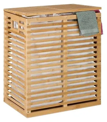 Image de Panier à linge en bambou avec 2 sacs