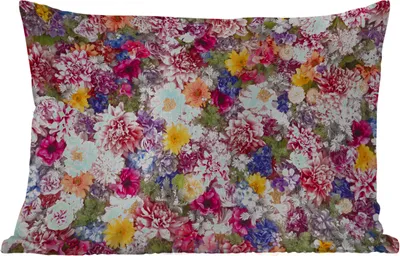 Produktbild von MuchoWow® Outdoor Kissen - Blumen - Farben - Collage - 50x30 cm - Wetterfest - Lounge Kissen - Sofa kissen - Wohnzimmer Dekoration