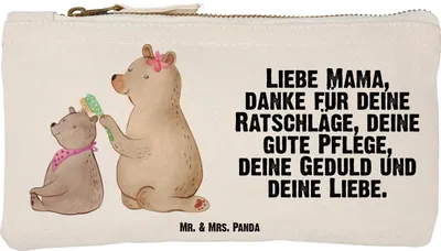 Produktbild von Mr. & Mrs. Panda Kosmetiktasche Bär Kind Größe S Klein - Weiß - Geschenk, Schulmäppchen, Waschtasche, Muttertag, Pouch, Familie, Tochter, kosmetiktäschchen, Bären, Etui