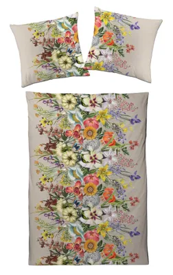Produktbild von Mako Satin Bettwäsche 135x200 Bettbezug geblümt Schmetterling Bettbezug 135 x 200 aus 100% Baumwolle