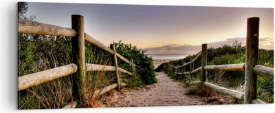Produktbild von Bild auf Leinwand - Leinwandbild - Pfad Landschaft Himmel - 140x50cm - Wand Bild - Wanddeko - Leinwanddruck - Bilder - Kunstdruck - Wanddekoration - Leinwand bilder - Wandkunst - AB140x50-0143