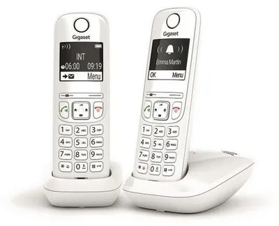 Produktbild von Gigaset AS690 Duo, Analoges/DECT-Telefon, Kabelloses Mobilteil, 100 Eintragungen, Weiß