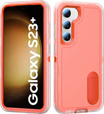 Immagine prodotto di Custodia per Samsung Galaxy S23+ Custodia protettiva ibrida antiurto a tre strati con supporto Arancione