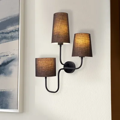 Image de Opviq, applique murale en métal, noire, 50 x 20 cm, hauteur : 57 cm | 3 douilles E27, max. 40 W | Design élégant pour les hôtels et les intérieurs modernes, IP20, robuste et raffiné.