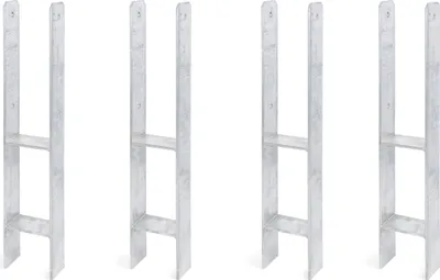 Zdjęcie produktu dla Alberts 4 x wsporniki słupków H, 95x600 mm, grubość materiału 6 mm, głębokość 60 mm, ocynkowane ogniowo