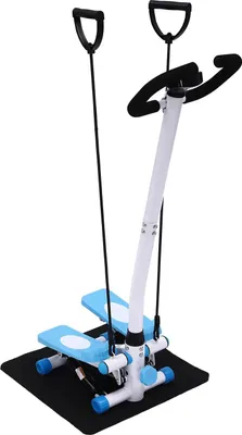 Zdjęcie produktu dla Stepper fitness – z uchwytami – wyświetlacz czasu rzeczywistego – regulowany opór – obciążenie do 150 kg – bez taśm oporowych – czarny