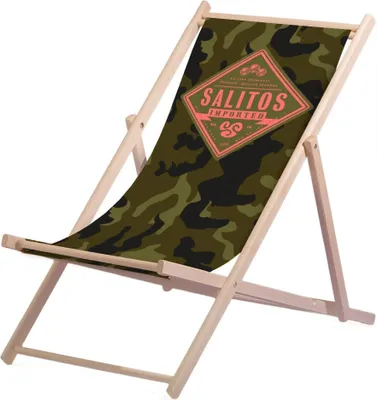 Produktbild von Salitos Liegestuhl Tarnmuster aus Buchenholz dreifach verstellbar Beach Party Festival Sommer Relaxliege Garten Sonnenliege Strandliege