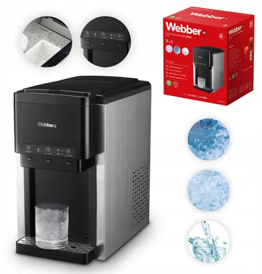 Produktbild von 3-in-1-Eiswürfelmaschine, Wasserspender und Eiszerkleinerer WEBBER 200 W, 20 kg/24 h, 6 l