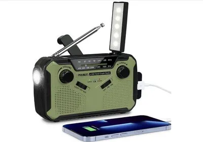 Obrázek produktu pro Solární rádio, přenosné dobíjecí rádio FM/AM s baterií 3000 mAh, sirénou SOS a blikajícím světlem pro kempování, venkovní použití a výpadky proudu