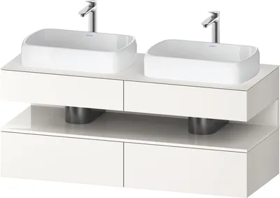 Produktbild von Duravit Qatego Konsolenwaschtischunterbau, 2 Auszüge, 2 Schubkästen, 2 Ausschnitte, 1400x550x600mm, Nische Weiß hochglänzend, QA4767022840010