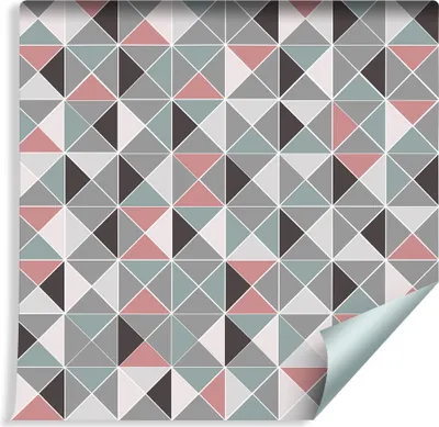 Zdjęcie produktu dla Tapeta Geometryczna Kolorowe TRÓJKĄTY Do Salonu z modnym efektem 3D