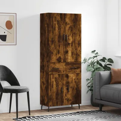 Produktbild von The Living Store Highboard Räuchereiche 69,5x34x180 cm Holzwerkstoff
