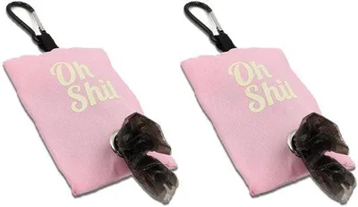 Productafbeelding van Ibenzoa® Set van 2 hondenpoepzak houders met clip – lichte, stijlvolle stoffen houders in roze, ideaal voor wandelingen en uitstapjes met uw hond