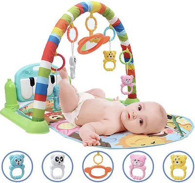 Produktbild von WYCTIN Baby Musikalische Spieldecke 4 in 1 Musik Spielmatte Klavier Spielbogen Kinder und Füßchenklavier
