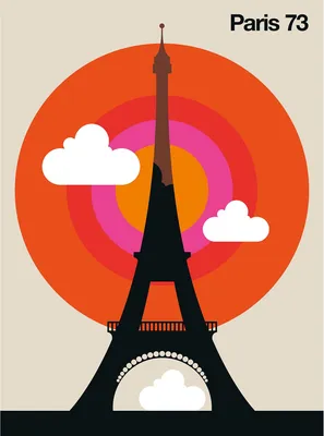 Produktbild von Tadessi Fototapete | Eiffelturm | 2.00 m x 2.70 m | Orange | Beige | Wandbild | Digitaldruck