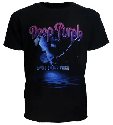 Produktbild von Tieflila Rauch auf dem Wasser T-Shirt | Klassischer Rock-Merch - L