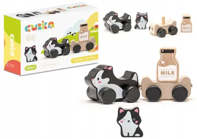 Obrázek produktu pro Dřevěná hračka Moudré kočky Mléko 15450