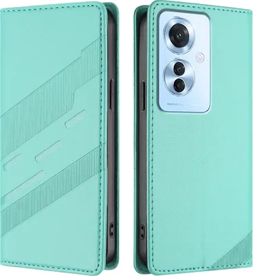 Produktbild von Hülle für Oppo Reno11 F, Kunstleder Brieftaschen Handyhülle mit Kartenfach und Standfunktion Türkis