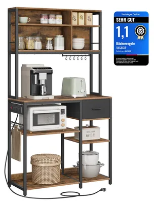 Produktbild von VASAGLE Küchenregal mit Steckdosen, Standregal, 40 x 100 x 180,8 cm