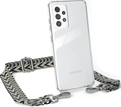Produktbild von EAZY CASE Handykette - Verstellbarer Trageriemen kompatibel mit Samsung Galaxy A52 / A52 5G / A52s 5G, Handykordel mit transparenter Silikon-Hülle, Band in Grün