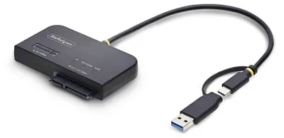 Produktbild von StarTech.com USB-C und USB-A auf M.2 NVMe und 2,5-3,5 Zoll SATA Adapter, 10Gbps, werkzeugloser externer SSD Festplattenleser, B+M und M-Key, HDD, SSD, M.2, Serial ATA III, 2.5,3.5", USB 3.2 Gen 2 (3.1 Gen 2) Type-C, Schwarz, Acrylnitril-Butadien-Styrol (ABS)