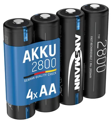Zdjęcie produktu dla Akumulator AA ANSMANN, min. 2650 mAh 1,2 V, 4 sztuki, duża pojemność