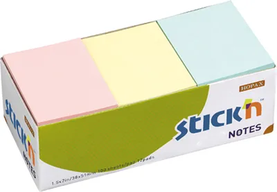 Obrázok produktu pre Samolepiace bločky Hopax farebné - 38 x 51 mm / 12 x 100 lístkov / pastelové farby