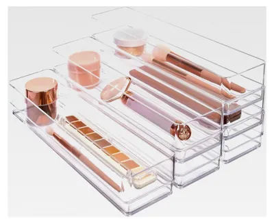Produktbild von Transparenter Schubladen-Organizer aus Kunststoff, 30,5 x 7,6 x 5,1 cm, 6 Stück