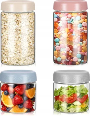 Produktbild von 4x Glasbehälter Set, Vorratsgläser, 600/300ml, Luftdicht