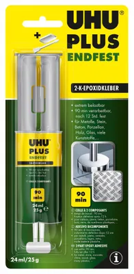 Produktbild von UHU PLUS ENDFEST Zwei-Komponentenkleber 45585 25 g, Paste, 24 ml, -30 °C, Sichtverpackung, 1 Stück(e)