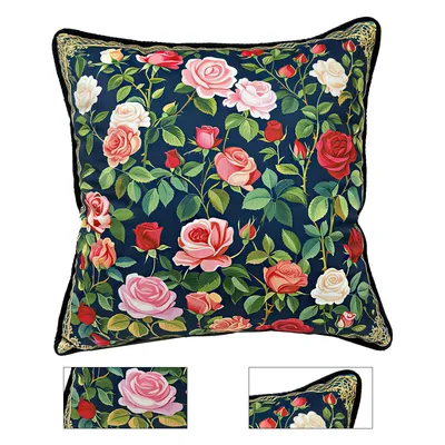Produktbild von Eleganter quadratischer Kissenbezug für Sofa und Bett – r Blumenmuster-Kissenbezug für Wohnzimmer und Schlafzimmer, ideal als Rückenstütze.