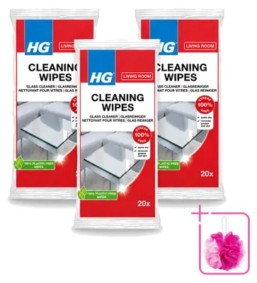 Produktbild von 3 x HG Glasreinigungsdoekjes für streeploose Sauberkeit auf Glas und Spiegeln - Sparpackung - 3 Stücke