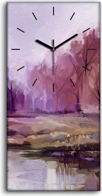 Produktbild von Leinwand Wanduhr Wandkunst Uhr Geräuschlos 30x60 Malerei Wald Bäume Wasser Kunst - schwarze Hände