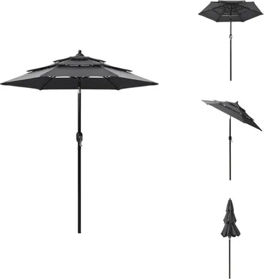 Produktbild von vidaXL Sonnenschirm mit Aluminium-Mast 3-lagig Anthrazit 2 m - Sonnenschirme & Sonnenschutze