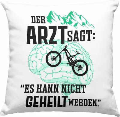 Produktbild von Trendation - Mountainbike Geschenke für Männer Deko-Kissen mit Füllung 40x40 Geschenk Mountainbike-Fahrer Geschenkideen  (Rosa)