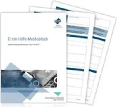 Produktbild von Erste-Hilfe-Meldeblock für betriebliche Verbandkästen, rechtssichere Dokumentation gemäß DGUV Vorschrift 1 24 Abs. 6