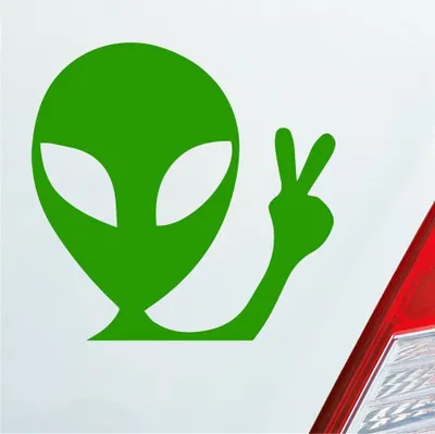 Produktbild von Auto Aufkleber XL Alien Außerirdischer Peace E.T. ET 20x20 cm Hellgrün Sticker Heckscheibenaufkleber