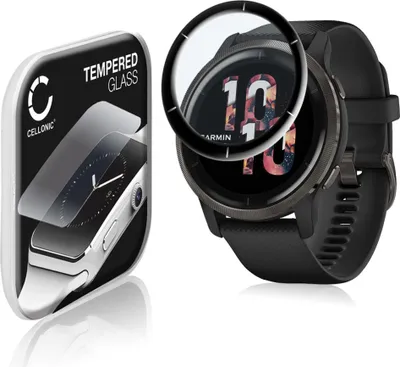 Produktbild von CELLONIC 9H Display Schutzglas für Garmin Venu 2 Smartwatch, 3D Full Cover Full Glue Screen Protector Glass, Fitness Tracker Displayschutz Glas Transparent Schutzfolie