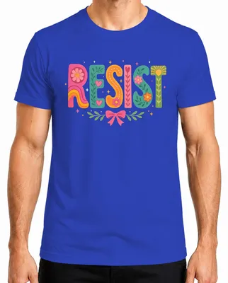 Produktbild von RESIST Groovy Retro Blumen Hippie Feminismus Statement Sarkasmus Herren T-Shirt, Blau, XXL