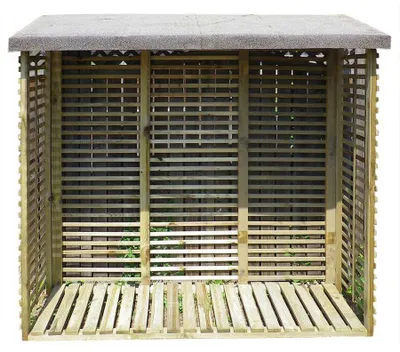 Produktbild von Kaminholzregal 1,8m³ mit Rückwand aus Holz KDI grün Brennholzlager Holzunterstand B188×T69×H183 cm : 1,8 m³
