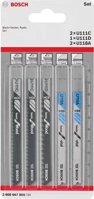 Produktbild von 5-tlg. Stichsägeblatt-Set Wood and Metal, U-Schaft U 111 C, U 111 D, U 118 A
