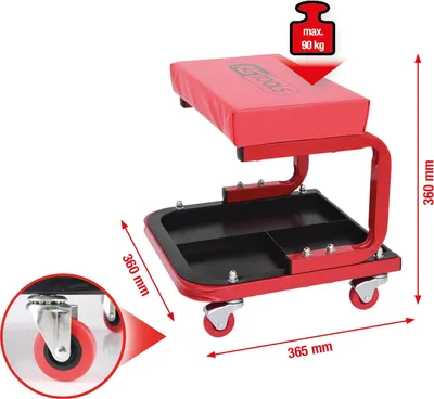 Immagine prodotto di KS TOOLS Sgabello mobile L 365 x L 360 x H 360 mm - 500.8020