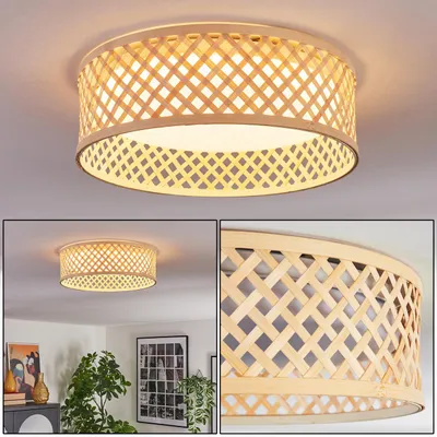 Produktbild von Barcellona Deckenlampe aus Metall/Bambus/Kunststoff in Weiß/Naturfarben